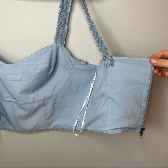 Guess Emily Sky Blue Tweed Plaid Cropped Bustier Top Size XLarge NWT - Picture 16 of 16